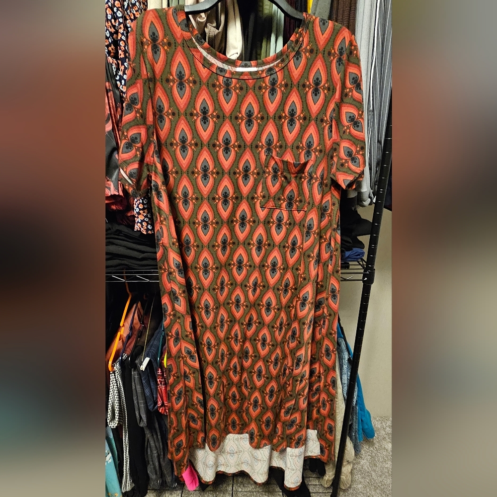 EUC Lula Roe Geometric Midi Length High Low Dress Sz XL